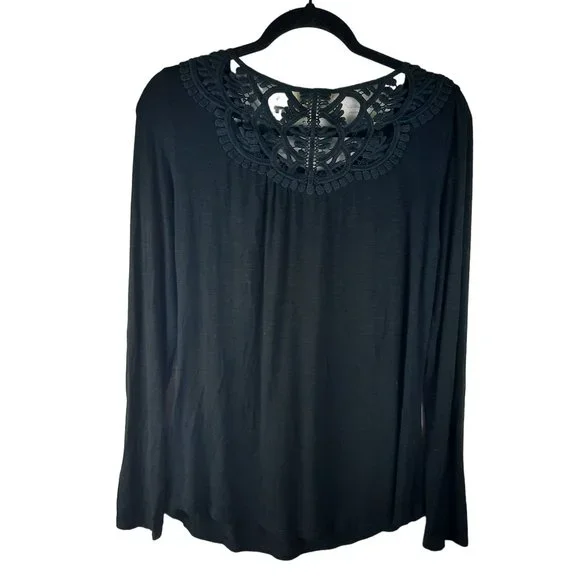 Anthropologie Meadow Rue Bobbin Lace Long Sleeve Slub Top - Picture 4 of 12